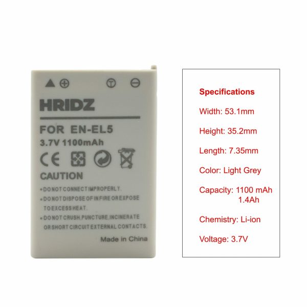 HRIDZ EN-EL5 Battery for Nikon Coolpix 3700 4200 5200 5900 7900 E3700 P5000 - Image 4