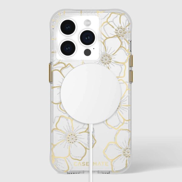 Case-Mate Floral Gems MagSafe Case For iPhone 15 Pro - Gold - Image 2