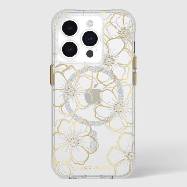 Case-Mate Floral Gems MagSafe Case For iPhone 15 Pro - Gold - Image 5