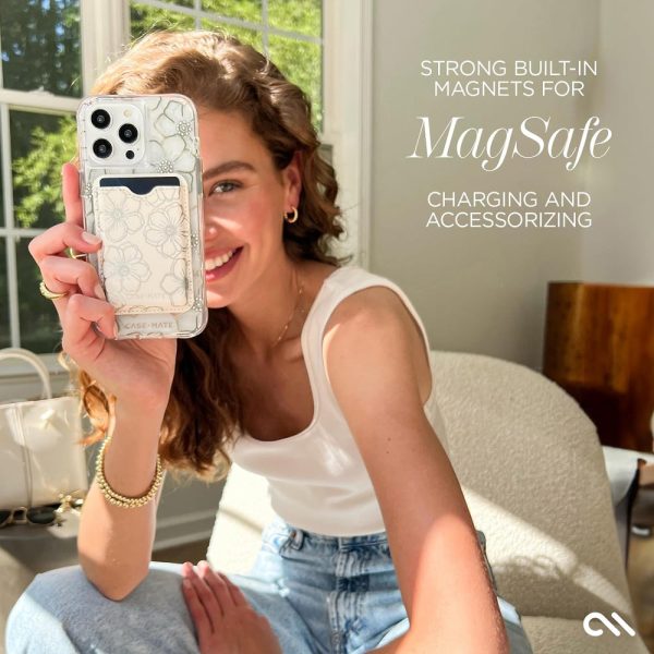 Case-Mate Floral Gems MagSafe Case For iPhone 15 Pro Max - Gold - Image 4