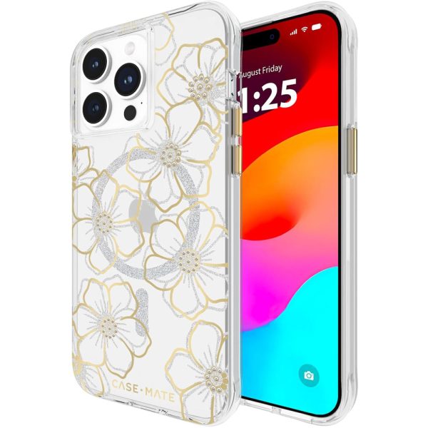 Case-Mate Floral Gems MagSafe Case For iPhone 15 Pro Max - Gold - Image 6