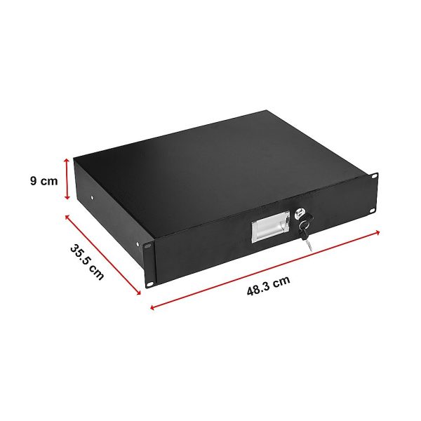 19" Rack Mount 2U Steel Plate DJ Drawer Equipment Cabinet Locking Lockable - Image 12