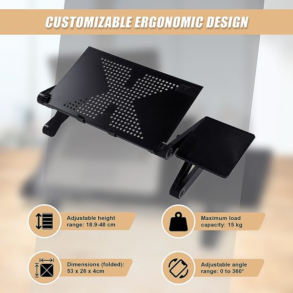 Aluminium Alloy Folding Laptop Computer Stand Desk Table Tray On Bed Mouse - Image 8