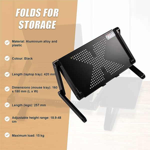 Aluminium Alloy Folding Laptop Computer Stand Desk Table Tray On Bed Mouse - Image 9