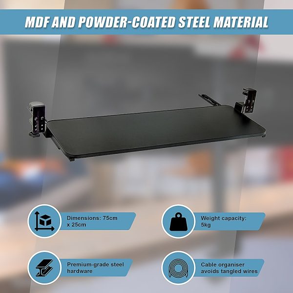 Clamp On Keyboard Tray 75cm W x 25cm D Extra Large - Image 8