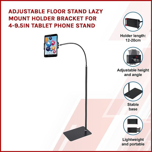Adjustable Floor Stand Lazy Mount Holder Bracket For 4-9.5in Tablet Phone Stand - Image 3