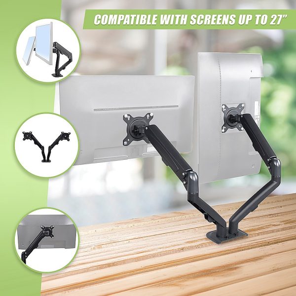 Dual Screen Gas-strut Monitor Stand Mount Desktop Bracket for LED/LC - Image 7