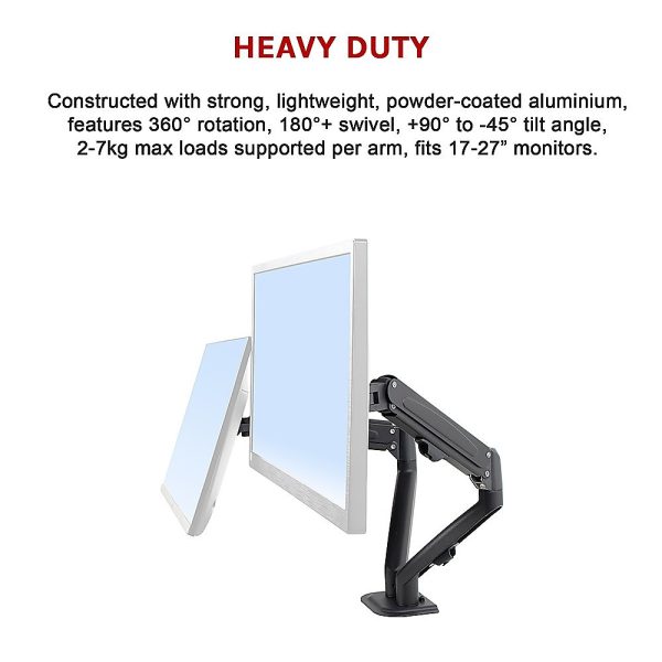 Dual Screen Gas-strut Monitor Stand Mount Desktop Bracket for LED/LC - Image 10