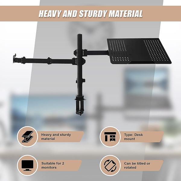 Monitor Mount & Laptop and Tablet Shelf Stands Holders Adjustable Workspace Arm - Image 9