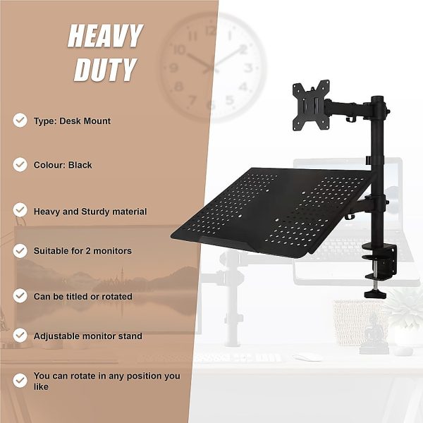 Monitor Mount & Laptop and Tablet Shelf Stands Holders Adjustable Workspace Arm - Image 10