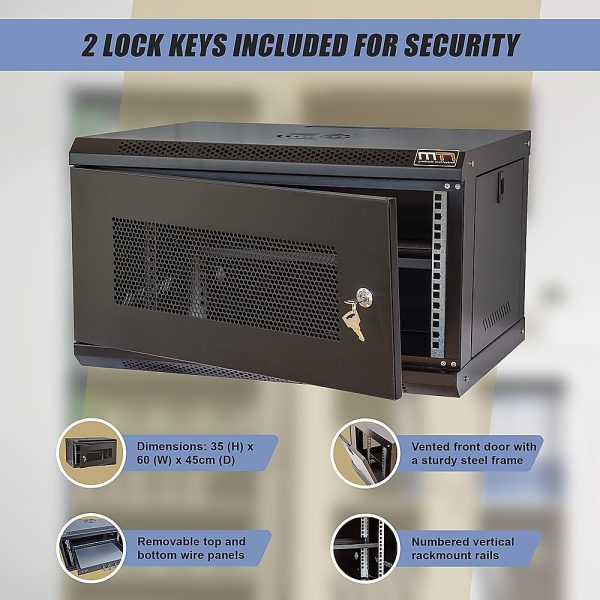 19" 6U Wall Mount Network DVR NVR Data Cabinet Enclosure - Image 9