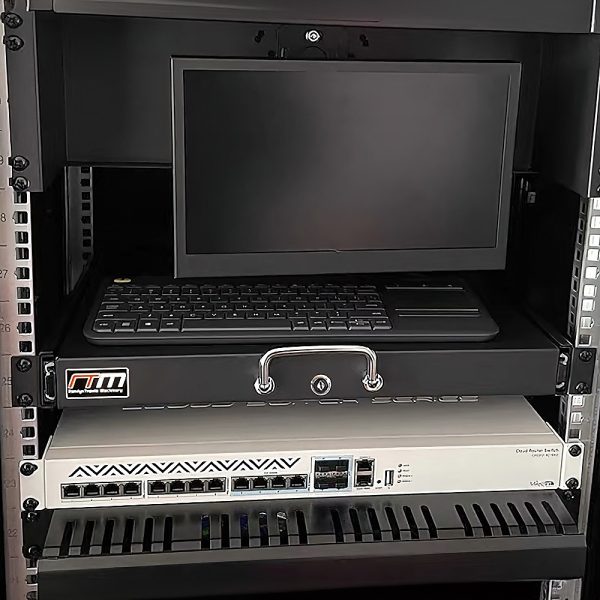 1U Locking Rack Mount Drawer Secure Steel Storage for 19" Network Server - Image 2