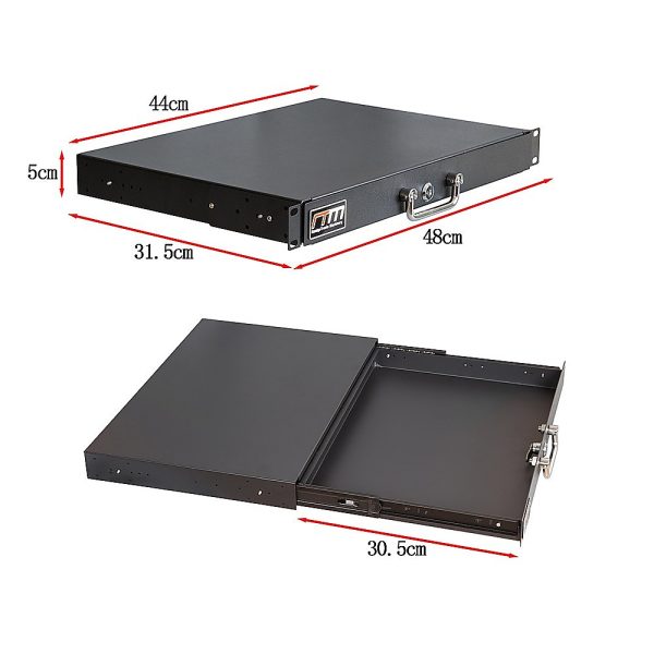 1U Locking Rack Mount Drawer Secure Steel Storage for 19" Network Server - Image 11