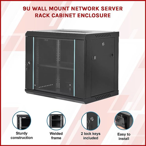 9U Wall Mount Network Server Rack Cabinet Enclosure - Image 2