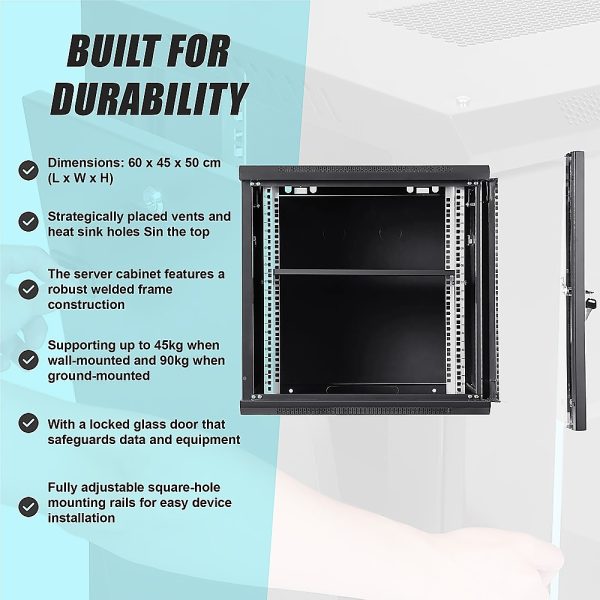 9U Wall Mount Network Server Rack Cabinet Enclosure - Image 14
