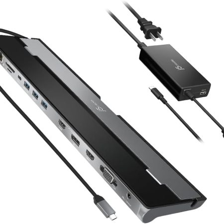 (Refurbished) JCD543P USB-C Triple Display Docking Station with 100W PD adaptor (USB-C to VGA/HDMI/DP, RJ45, SD card, USB-A x 3, USB-C x 1, USB-C PD)