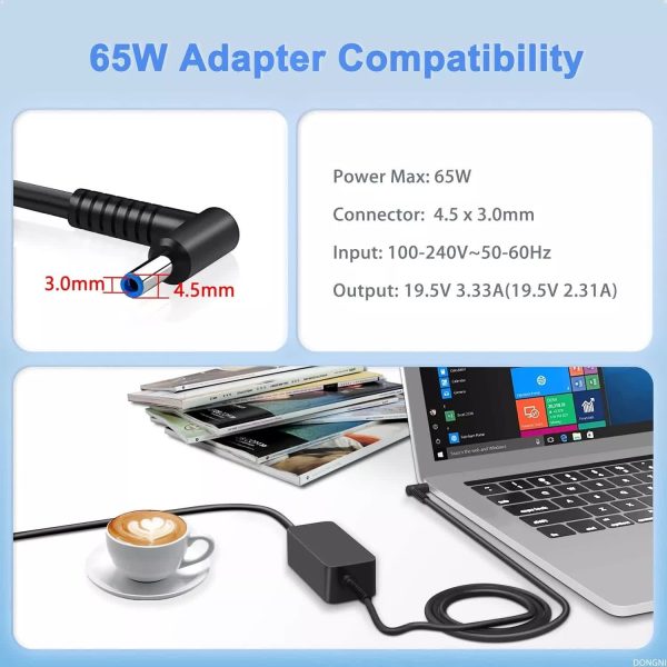 (Refurbished) AC Adapter 65W STD HP Round Tip - Image 3