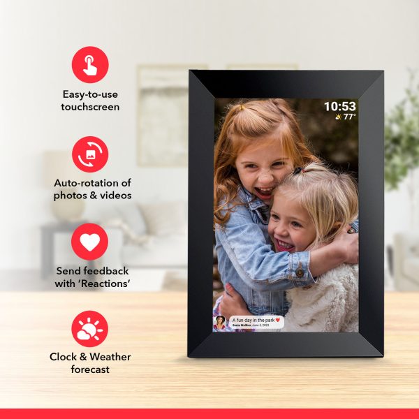 Black 32GB Storage 10-Inch WiFi Digital Photo Frame | HD Display + Remote Photo/Video Sharing via App | - Image 3