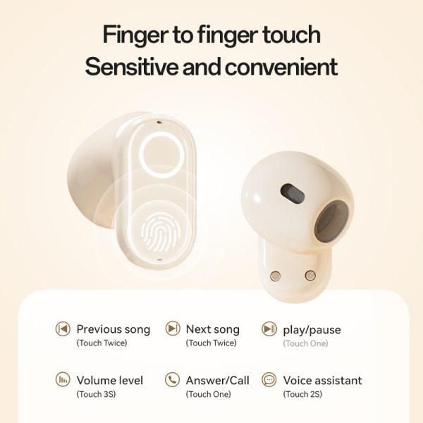 Beige M84 Short Handle Plated In-Ear Bluetooth Earphones - Noise-Cancelling, Wireless, Retro Minimalist Design - Image 4