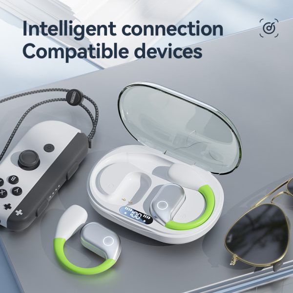 Black M82 Transparent OWS Wireless Bluetooth Earphones - Clear Sound, Comfortable Over-Ear Fit - Image 2