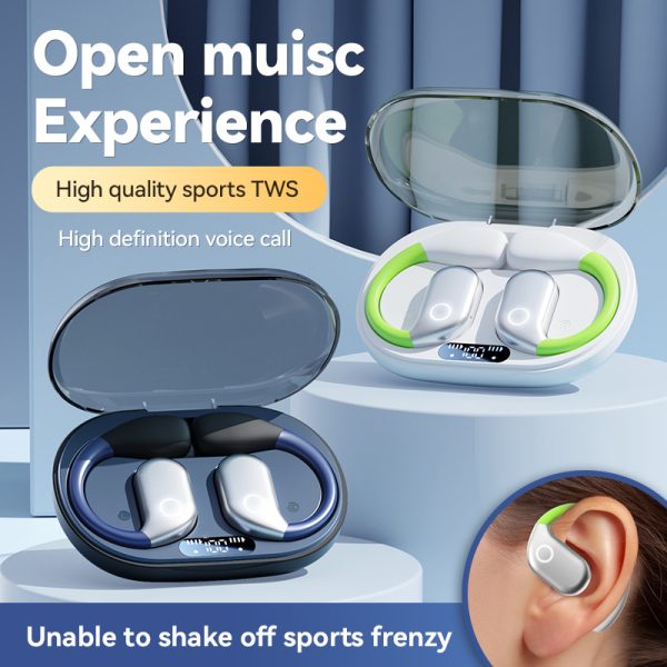 Black M82 Transparent OWS Wireless Bluetooth Earphones - Clear Sound, Comfortable Over-Ear Fit - Image 5