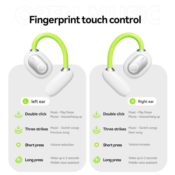 Green M80 Transparent OWS Over-Ear Bluetooth Earphones - Wireless, Clear Sound, Stylish Design - Image 4