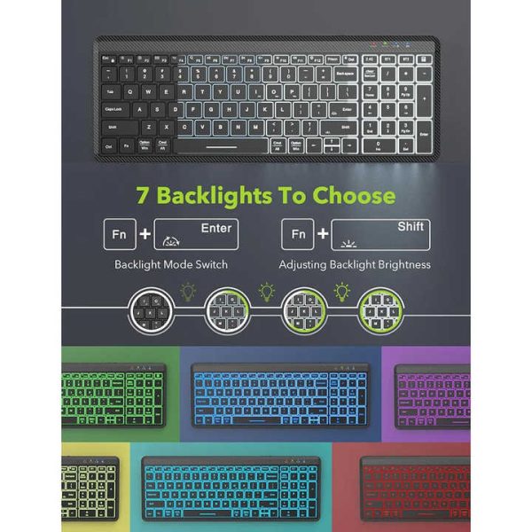 Ultra-Thin Wireless Backlit Keyboard & Mouse Combo - Rechargeable, Multi-Device Bluetooth for Mac, Windows, iOS - Image 3