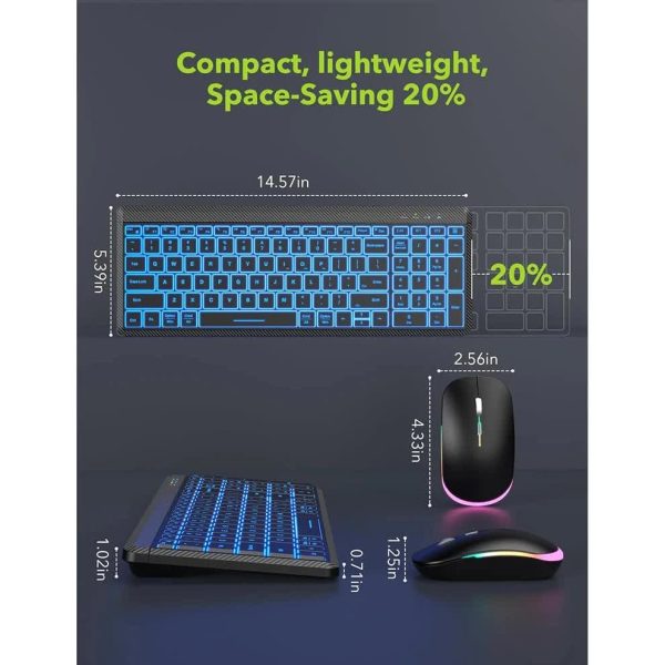 Ultra-Thin Wireless Backlit Keyboard & Mouse Combo - Rechargeable, Multi-Device Bluetooth for Mac, Windows, iOS - Image 5