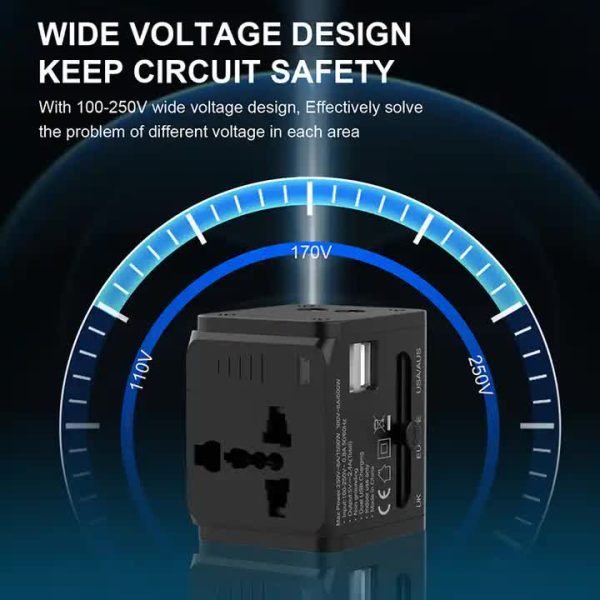 Dual USB Global Travel Adapter with 2.4A Current – Universal Plug Socket, Multi-Function Travel Power Adapter for Worldwide Use - Image 2