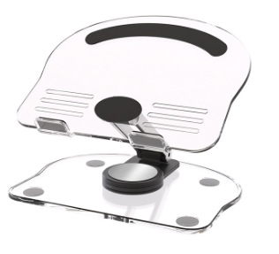 Black Acrylic Foldable Tablet and Phone Stand - 360° Rotation, Anti-Slip Design, Lightweight and Compact