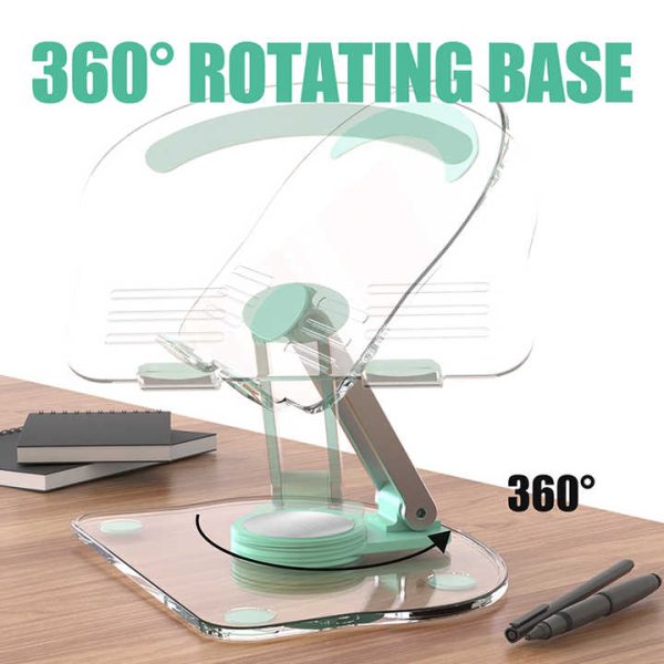 White Acrylic Foldable Tablet and Phone Stand - 360° Rotation, Anti-Slip Design, Lightweight and Compact - Image 2