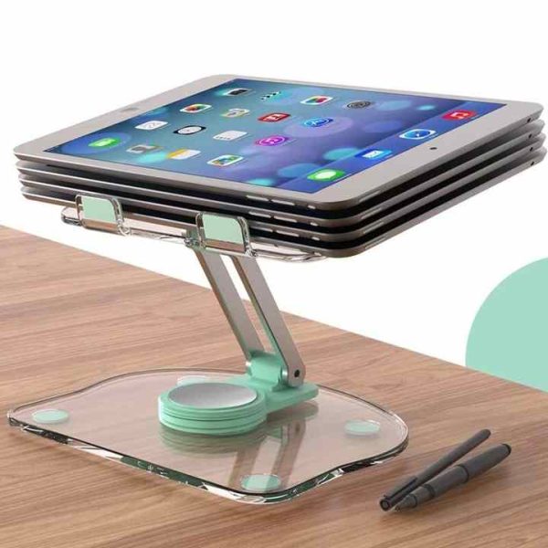 Pink Acrylic Foldable Tablet and Phone Stand - 360° Rotation, Anti-Slip Design, Lightweight and Compact - Image 3