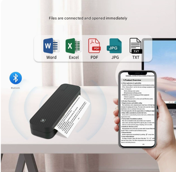 Black A4 Portable Thermal Printer for Android/iOS - Compact and Wireless, Supports Paper Width ≤ 216mm - Image 3