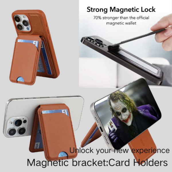 Black MagSafe Magnetic Wallet with Stand - PU Leather Card Holder for iPhone - Image 2