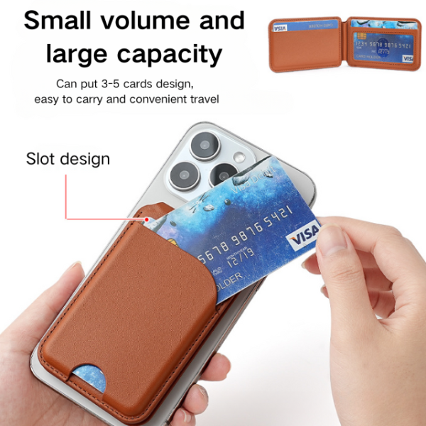 Black MagSafe Magnetic Wallet with Stand - PU Leather Card Holder for iPhone - Image 3