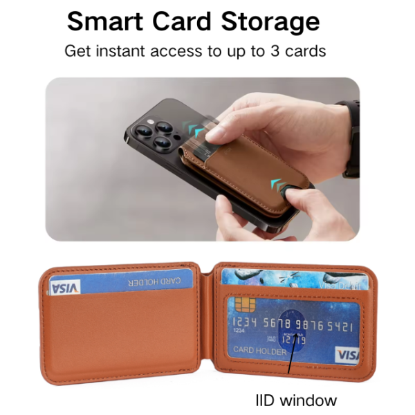 Black MagSafe Magnetic Wallet with Stand - PU Leather Card Holder for iPhone - Image 4