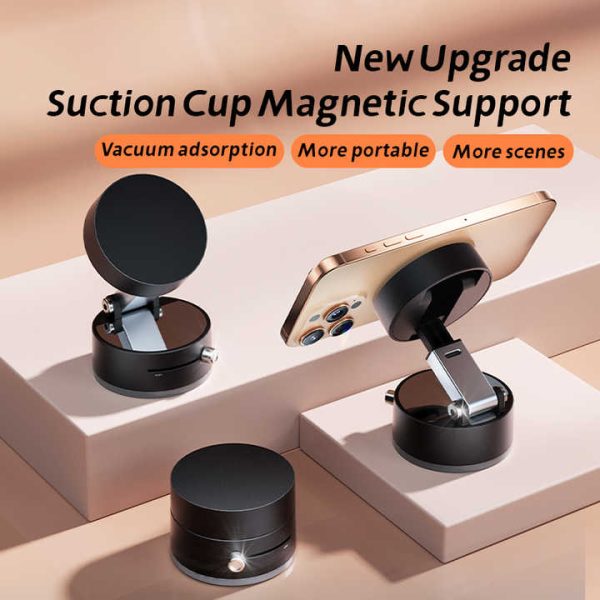 White Magnetic Phone Mount for Cars and Home, 360° Rotating Magnetic Stand with PC Mirror Sticker - Image 3