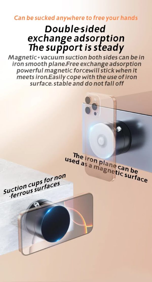 White Magnetic Phone Mount for Cars and Home, 360° Rotating Magnetic Stand with PC Mirror Sticker - Image 7