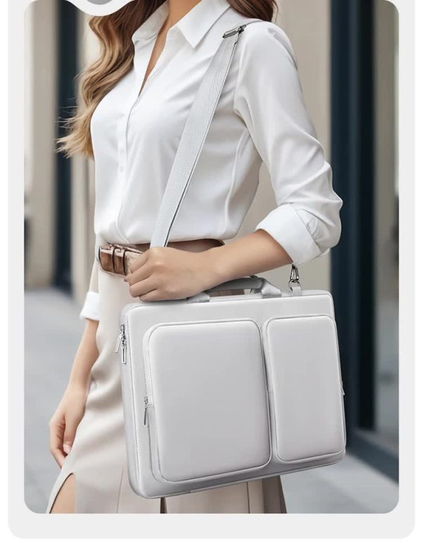 Grey 15.6-Inch Shockproof Laptop Bag with Compartments – Slim Design, Travel-Ready - Image 4