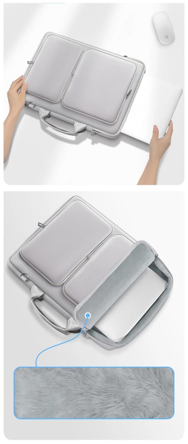 Grey 15.6-Inch Shockproof Laptop Bag with Compartments – Slim Design, Travel-Ready - Image 5