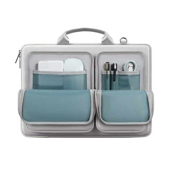 Black 15.6-Inch Shockproof Laptop Bag with Compartments - Slim Design, Travel-Ready - Image 2