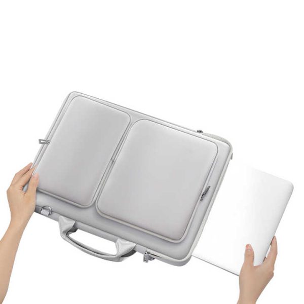 Black 15.6-Inch Shockproof Laptop Bag with Compartments - Slim Design, Travel-Ready - Image 3