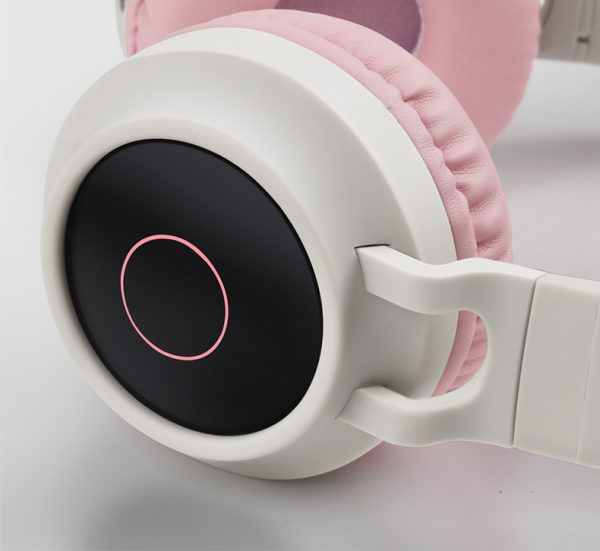 Adorable Cat Ear Wireless Headphones - Bluetooth 5.0, Foldable Design, Glowing RGB LED Lights - Cute Grey  Headset - Image 3