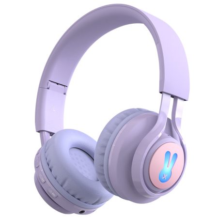 Purple  Bunny  Wireless Headphones - Glowing Logo, Bluetooth 5.0, 85dB Volume Limit Mode