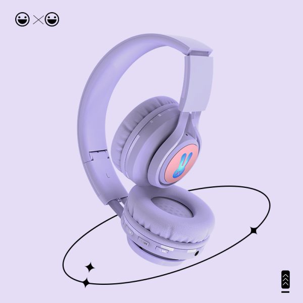 Pink Bunny  Wireless Headphones - Glowing Logo, Bluetooth 5.0, 85dB Volume Limit Mode - Image 2