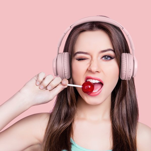 Pink Bunny  Wireless Headphones - Glowing Logo, Bluetooth 5.0, 85dB Volume Limit Mode - Image 3