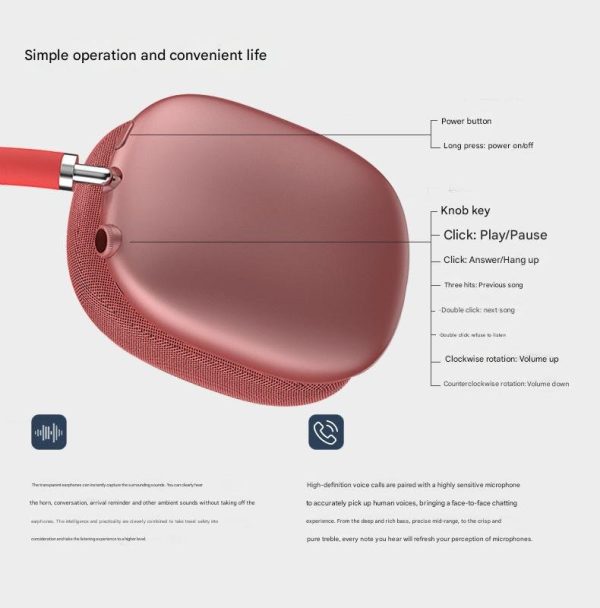 Blue Bluetooth Over-Ear Headphones - Mesh Headband, Wireless, Rotatable Earcups - Image 5