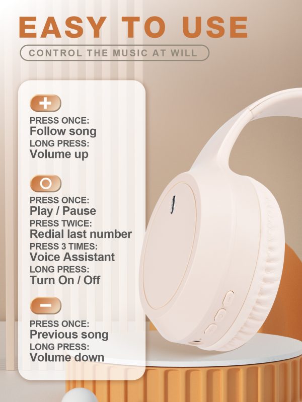 Khaki Over-Ear Wireless Headphones - Immersive Sound, 360° Surround Sound - Image 4