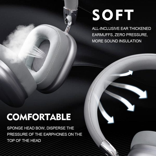 Black Comfortable Bluetooth Over-Ear Headphones - Soft Earmuffs, Foldable Design, Stereo Sound - Image 2