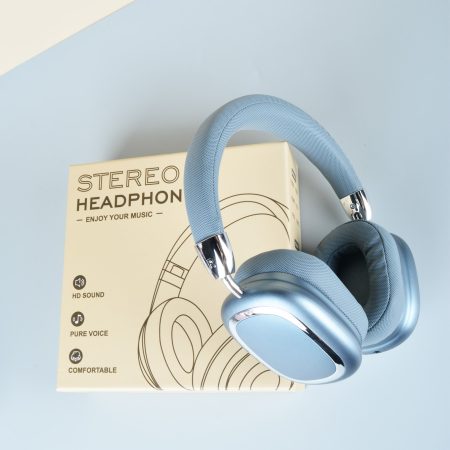 Blue Comfortable Bluetooth Over-Ear Headphones - Soft Earmuffs, Foldable Design, Stereo Sound